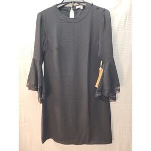 Hailey Lyn Dress Womens Size 4 Black Flouce Sleeve Bell Shift Dress Mini